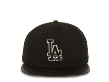 Load image into Gallery viewer, Los Angeles Dodgers New Era MLB 59FIFTY 5950 Fitted Cap Hat Black Crown Elephant Print Leather Dark Gray Visor Black/White Logo