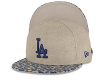 Load image into Gallery viewer, Los Angeles Dodgers New Era MLB 59FIFTY 5950 Fitted Cap Hat Heather Gray Crown Dark Royal Blue/Gray Leopard Print Visor Royal Blue Logo