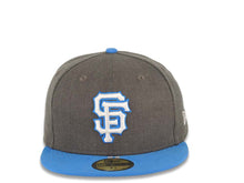 Load image into Gallery viewer, San Francisco Giants New Era MLB 59FIFTY 5950 Fitted Cap Hat Heather Dark Gray Crown Sky Blue Visor White/Sky Blue Logo