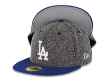 Load image into Gallery viewer, Los Angeles Dodgers New Era MLB 59FIFTY 5950 Fitted Cap Hat Black/Gray Spec Crown Royal Blue Visor White Logo