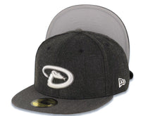 Load image into Gallery viewer, Arizona Diamondbacks New Era MLB 59FIFTY 5950 Fitted Heather Cap Hat Dark Gray/Black Crown Hray Visor White/Gray Logo