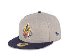 Load image into Gallery viewer, Chivas De Guadalajara New Era Liga MX 59FIFTY 5950 Fitted Cap Hat Heather Gray Crown Navy Blue Visor Team Color Logo