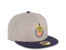 Load image into Gallery viewer, Chivas De Guadalajara New Era Liga MX 59FIFTY 5950 Fitted Cap Hat Heather Gray Crown Navy Blue Visor Team Color Logo