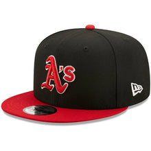 Load image into Gallery viewer, Oakland A's Athletics New Era MLB 9FIFTY 950 Snapback Cap Hat Black Crown Red Visor Red/White Logo (2-Tone Color Pack)