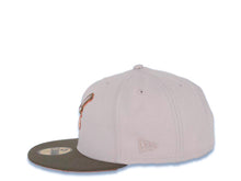 Load image into Gallery viewer, San Diego Padres New Era MLB 59FIFTY 5950 Fitted Cap Hat Stone Crown Olive Visor Peach/Metallic Copper Swinging Friar Logo 40th Anniversary Side Patch