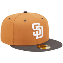 Load image into Gallery viewer, San Diego Padres New Era MLB 59FIFTY 5950 Fitted Cap Hat Light Brown Crown Dark Gray Visor White Logo (Color Pack)