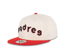 Load image into Gallery viewer, (Youth) San Diego Padres New Era MLB 9FIFTY 950 Kid Snapback Cap Hat Cream Crown Red Visor Black/Red Text/Script Logo 40th Anniversary Side Patch