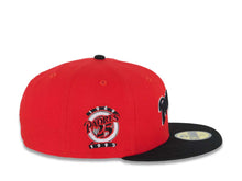 Load image into Gallery viewer, San Diego Padres New Era MLB 59FIFTY 5950 Fitted Cap Hat Red Crown Black Visor Black/White Script Logo 25th Anniversary Side Patch Gray UV