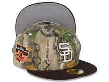 Load image into Gallery viewer, San Diego Padres New Era MLB 59FIFTY 5950 Fitted Cap Hat Real Tree Edge Camo Crown Dark Brown Visor White Logo Jackie Robinson 50th Anniversary Side
