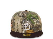 Load image into Gallery viewer, San Diego Padres New Era MLB 59FIFTY 5950 Fitted Cap Hat Real Tree Edge Camo Crown Dark Brown Visor White Logo Jackie Robinson 50th Anniversary Side