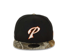 Load image into Gallery viewer, San Diego Padres New Era MLB 59FIFTY 5950 Fitted Cap Hat Black Crown Real Tree Edge Camo Visor White/Orange P Logo MLB Batterman Batty Side Patch