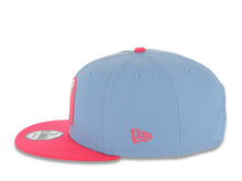 Load image into Gallery viewer, Mexico New Era 9FIFTY 950 Snapback Cap Hat Sky Blue Crown Magenta Visor White/Magenta Logo Mexico Flag Side Patch Gray UV