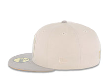 Load image into Gallery viewer, Mexico New Era 59FIFTY 5950 Fitted Cap Hat Stone Crown Gray Visor Metallic Gold/Metallic Silver Logo Mexico Flag Side Patch Metallic Gold