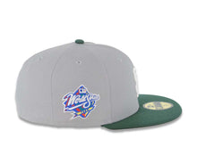 Load image into Gallery viewer, San Diego Padres New Era MLB 59FIFTY 5950 Fitted Cap Hat Gray Crown Green Visor White Logo 1998 World Series Side Patch Green UV Green UV