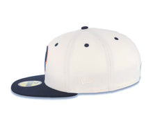 Load image into Gallery viewer, San Diego Padres New Era MLB 59FIFTY 5950 Fitted Cap Hat Cream Crown Navy Blue Visor Navy Blue/Orange Logo 25th Anniversary Side Patch Gray UV