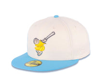 Load image into Gallery viewer, San Diego Padres New Era MLB 59FIFTY 5950 Fitted Cap Hat Cream Crown Blue Visor Yellow/Metallic Silver Swinging Friar Logo Petco Park Side Patch