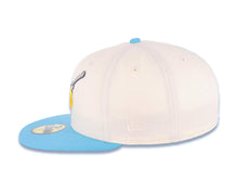 Load image into Gallery viewer, San Diego Padres New Era MLB 59FIFTY 5950 Fitted Cap Hat Cream Crown Blue Visor Yellow/Metallic Silver Swinging Friar Logo Petco Park Side Patch