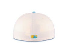 Load image into Gallery viewer, San Diego Padres New Era MLB 59FIFTY 5950 Fitted Cap Hat Cream Crown Blue Visor Yellow/Metallic Silver Swinging Friar Logo Petco Park Side Patch