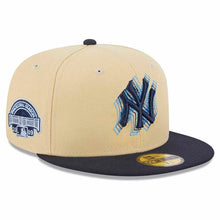 Load image into Gallery viewer, New York Yankees New Era MLB 59FIFTY 5950 Fitted Cap Hat Vegas Gold Crown Dark Navy Visor Navy Logo 2009 Stadium Side Patch (Illusion)