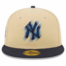 Load image into Gallery viewer, New York Yankees New Era MLB 59FIFTY 5950 Fitted Cap Hat Vegas Gold Crown Dark Navy Visor Navy Logo 2009 Stadium Side Patch (Illusion)