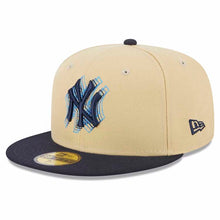 Load image into Gallery viewer, New York Yankees New Era MLB 59FIFTY 5950 Fitted Cap Hat Vegas Gold Crown Dark Navy Visor Navy Logo 2009 Stadium Side Patch (Illusion)