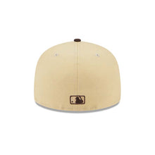 Load image into Gallery viewer, San Diego Padres New Era MLB 59FIFTY 5950 Fitted Cap Hat Vegas Gold Crown Brown Visor Yellow Logo Stadium Side Patch (Illusion)