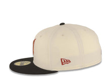 Load image into Gallery viewer, Cleveland Indians New Era MLB 59FIFTY 5950 Fitted Cap Hat Cream Crown Black Visor Metallic Brown/Red Logo Gray UV 2019 All-Star Game Side Patch