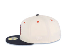 Load image into Gallery viewer, (FLAT STITCH) San Diego Padres New Era MLB 59FIFTY 5950 Fitted Cap Hat Cream Crown Navy Blue Visor Navy/Red Logo MLB Batterman Batty Side Patch
