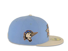 Load image into Gallery viewer, Houston Astros New Era MLB x MiLB 59FIFTY 5950 Fitted Cap Hat Sky Blue Crown Stone Visor Metallic Blue/Red/Orange Logo Faywood Woodpecker Side Patch