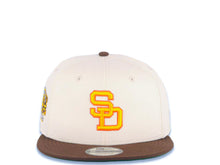 Load image into Gallery viewer, San Diego Padres New Era MLB 9FIFTY 950 Snapback Cap Hat Cream Crown Brown Visor Yellow/Orange Logo Stadium Side Patch Green UV