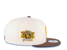Load image into Gallery viewer, San Diego Padres New Era MLB 9FIFTY 950 Snapback Cap Hat Cream Crown Brown Visor Yellow/Orange Logo Stadium Side Patch Green UV
