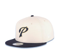 Load image into Gallery viewer, San Diego Padres New Era MLB 9FIFTY 950 Snapback Cap Hat Cream Crown Navy Blue Visor Navy Blue/Metallic Gold Script P Logo 40th Anniversary Side Patch