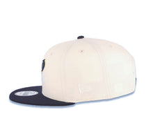 Load image into Gallery viewer, San Diego Padres New Era MLB 9FIFTY 950 Snapback Cap Hat Cream Crown Navy Blue Visor Navy Blue/Metallic Gold Script P Logo 40th Anniversary Side Patch