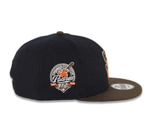 Load image into Gallery viewer, San Diego Padres New Era MLB 9FIFTY 950 Snapback Cap Hat Navy Blue Crown Brown Visor Brown/Orange Logo 40th Anniversary Side Patch Gray UV