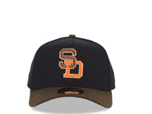 Load image into Gallery viewer, San Diego Padres New Era MLB 9FORTY 940 Adjustable A-Frame Cap Hat Navy Blue Crown Brown Visor Brown/Orange Logo