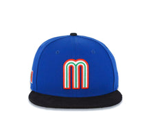 Load image into Gallery viewer, Mexico New Era 9FIFTY 950 Snapback Cap Hat Royal Blue Crown Black Visor Team Color Logo Mexico Flag Side Patch Gray UV