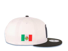 Load image into Gallery viewer, Mexico New Era 9FIFTY 950 Snapback Cap Hat White Crown Black Visor White/Black Logo Mexico Flag Side Patch Green UV