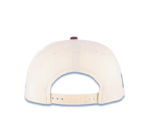 Load image into Gallery viewer, Mexico New Era 9FIFTY 950 Snapback Cap Hat Cream Crown Maroon Visor Metallic Gold/Maroon Logo Mexico Flag Side Patch Logo Gray UV