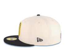Load image into Gallery viewer, Mexico New Era WBC 59FIFTY 5950 Fitted Cap Hat Cream Crown Black Visor Black/Metallic Gold Logo Mexico Flag Side Patch Gray UV