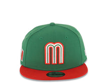 Load image into Gallery viewer, Mexico New Era WBC World Baseball Classic 9FIFTY 950 Snapback Cap Hat Green Crown Red Visor Team Color Logo Mexico Flag Side Patch Gray UV