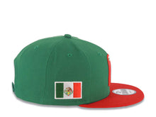 Load image into Gallery viewer, Mexico New Era WBC World Baseball Classic 9FIFTY 950 Snapback Cap Hat Green Crown Red Visor Team Color Logo Mexico Flag Side Patch Gray UV