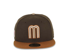 Load image into Gallery viewer, Mexico New Era WBC 59FIFTY 5950 Fitted Cap Hat Brown Crown Light Brown Visor Light Khaki/Brown Logo Mexico Flag Side Patch Light Khaki UV
