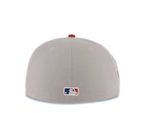 Load image into Gallery viewer, San Diego Padres New Era MLB 59FIFTY 5950 Fitted Cap Hat Gray Crown Cardinal Visor Cardinal/Black/White Logo Petco Park Side Patch Gray UV