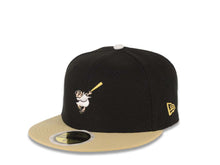 Load image into Gallery viewer, (Youth) San Diego Padres New Era MLB 59FIFTY 5950 Kid Fitted Cap Hat Black Crown Vegas Gold Visor White/Metallic Gold Swinging Friar Logo Blue UV