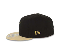 Load image into Gallery viewer, (Youth) San Diego Padres New Era MLB 59FIFTY 5950 Kid Fitted Cap Hat Black Crown Vegas Gold Visor White/Metallic Gold Swinging Friar Logo Blue UV