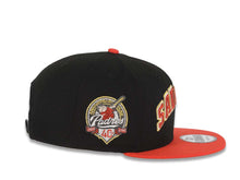 Load image into Gallery viewer, San Diego Padres New Era MLB 9FIFTY 950 Snapback Cap Hat Black Crown Red Visor Metallic Red/White/Gold Logo 40th Anniversary Side Patch Gray UV
