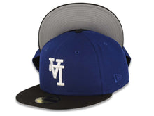 Load image into Gallery viewer, Los Angeles Dodgers New Era MLB 59FIFTY 5950 Fitted Cap Hat Royal Blue Crown Black Visor White Upside Down Logo Gray UV