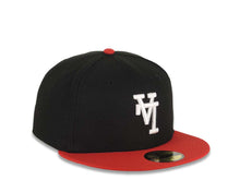 Load image into Gallery viewer, Los Angeles Dodgers New Era MLB 59FIFTY 5950 Fitted Cap Hat Black Crown Red Visor White Upside Down Logo Gray UV