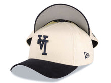 Load image into Gallery viewer, (Corduroy Crown) Los Angeles Dodgers New Era MLB 9FORTY 940 Adjustable A-Frame Cap Hat Cream Crown Navy Blue Visor Black Upside Down Logo Gray UV