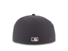 Load image into Gallery viewer, San Diego Padres New Era MLB 59FIFTY 5950 Fitted Cap Hat Dark Gray Crown Black Visor White/Cardinal Script/Text Logo City Scape Side Patch Gray UV
